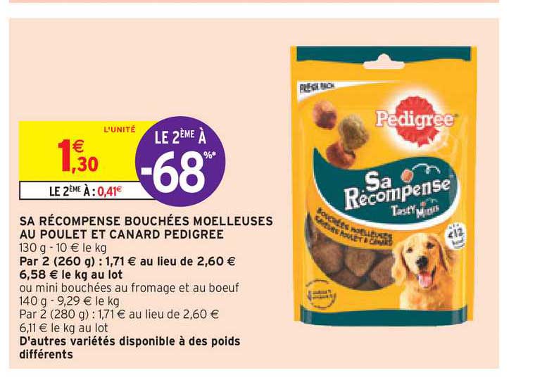 Sa Récompense  Bouchées Moelleuses Au Poulet Et Canard Pedigree
