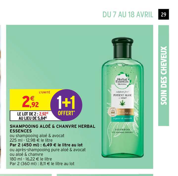 shampooing aloé & chanvre herbal essences