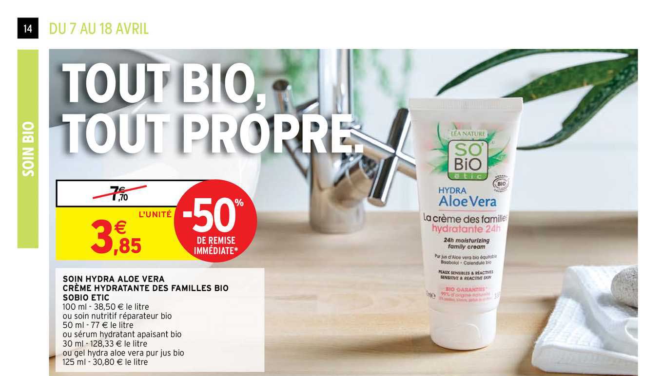 soin hydra aloe vera crème hydratante des familles bio so bio étic