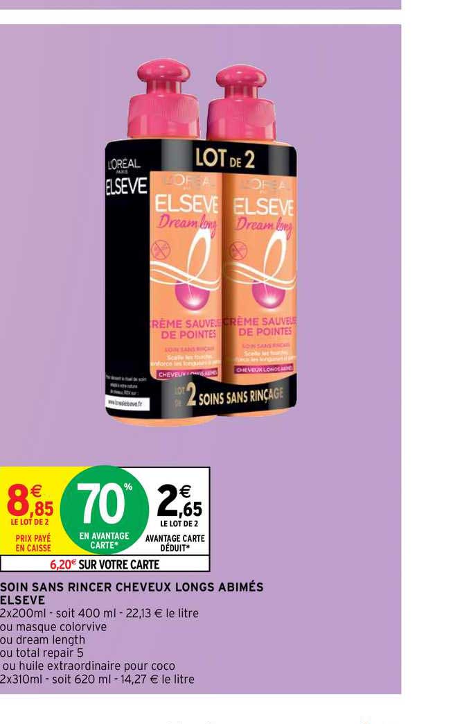 soin sans rincer cheveux longs abimés elsève