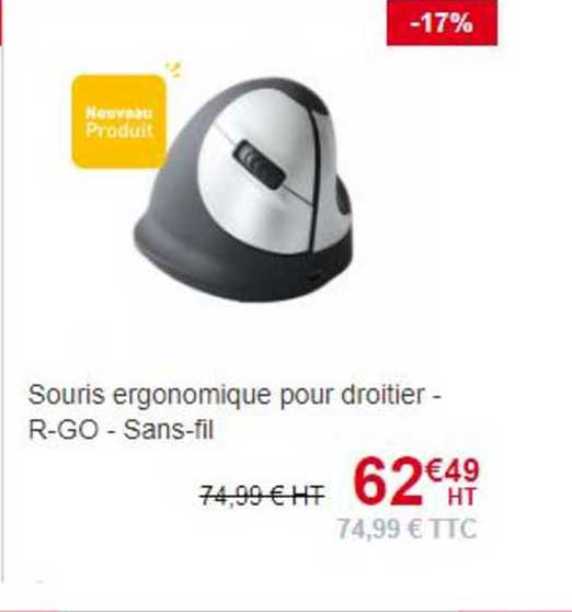 souris ergonomique pour droitier - r-go - sans-fil