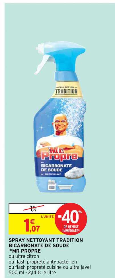 spray nettoyant tradition bicarbonate de soude mr propre