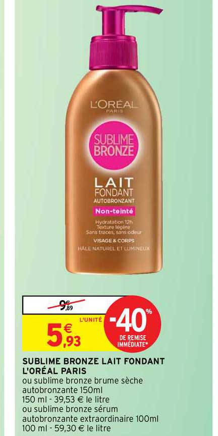 sublime bronze lait fondant l'oréal paris
