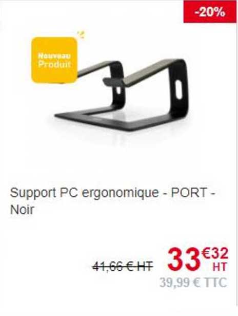 support pc orgonomique - port - noir
