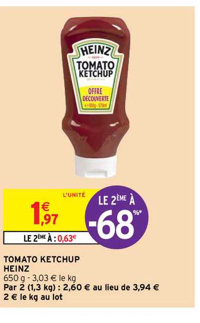 tomato ketchup heinz le 2ème à -68%