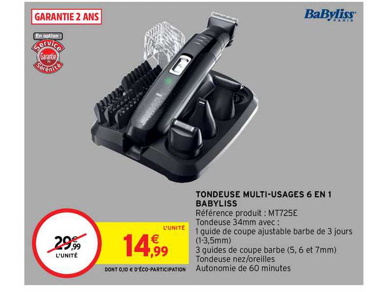 tondeuse multi-usages 6 en 1 babyliss