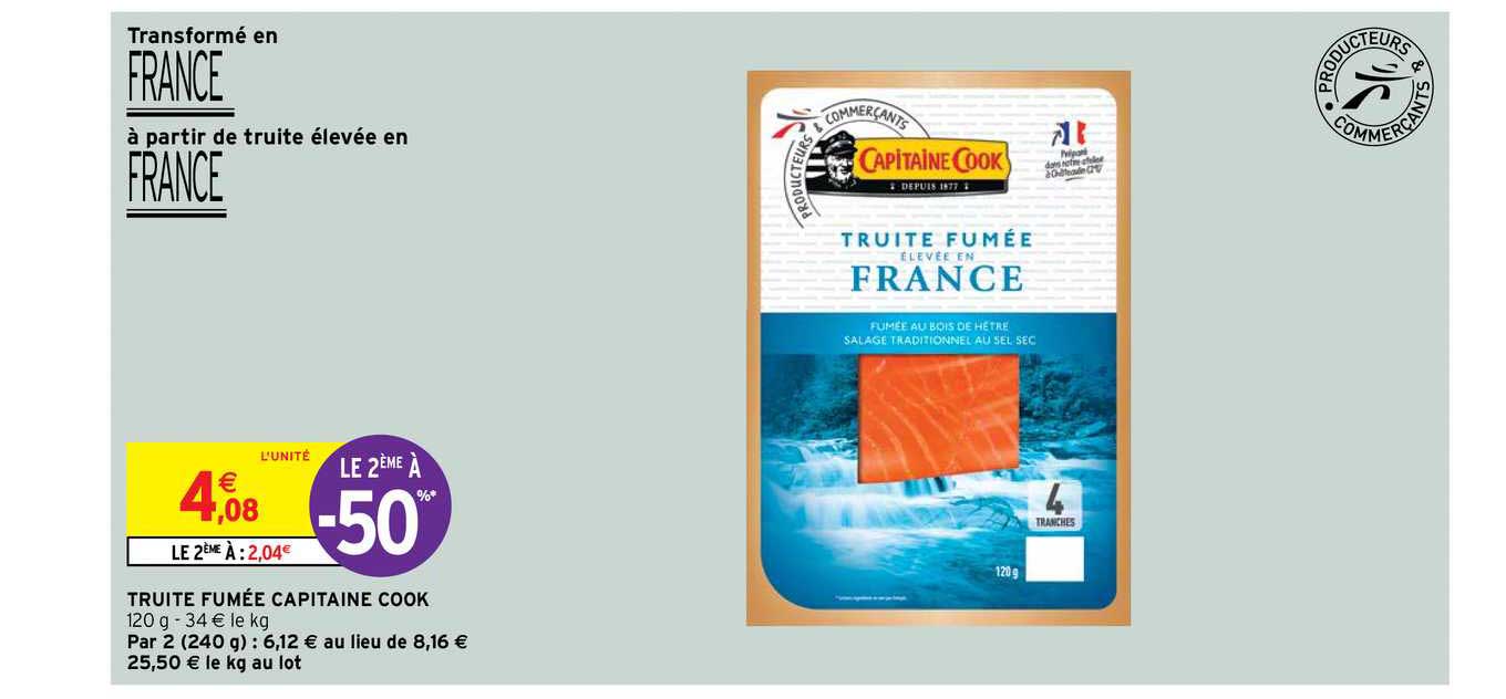 truite fumée capitaine cook le 2ème à -50%