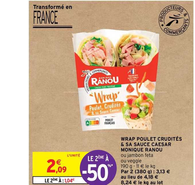 Wrap Poulet Crudités & Sa Sauce Caesar Monique Ranou