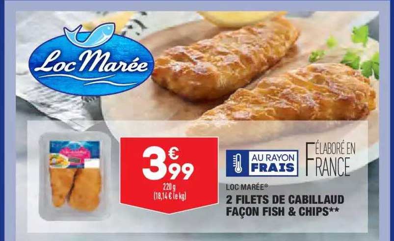 2 filets de cabillaud façon fish & chips loc marée