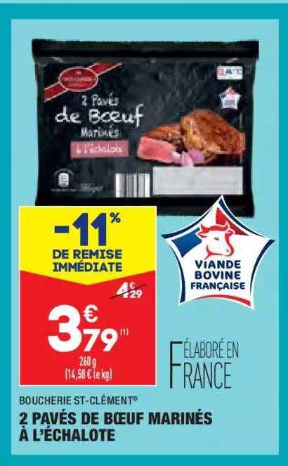 2 pavés de bœuf marinés à l'échalote boucherie st-clément