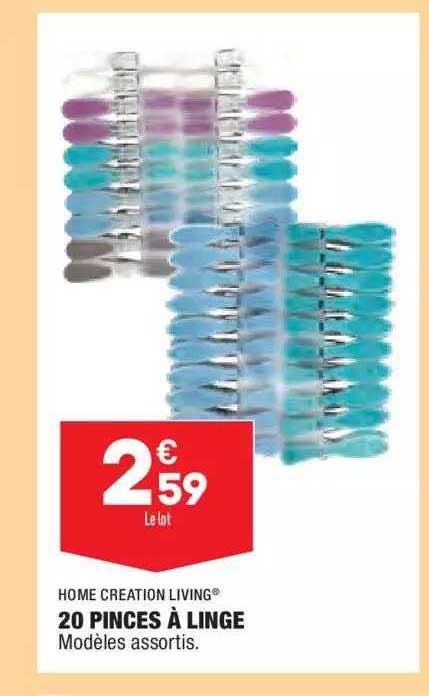 20 Pinces à Linge Home Creation Living