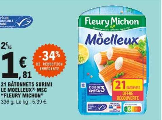 21 bâtonnets surimi le moelleux msc "fleury michon"