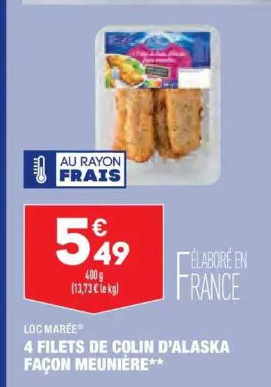 4 filets de colin d'alaska façon meunière loc marée