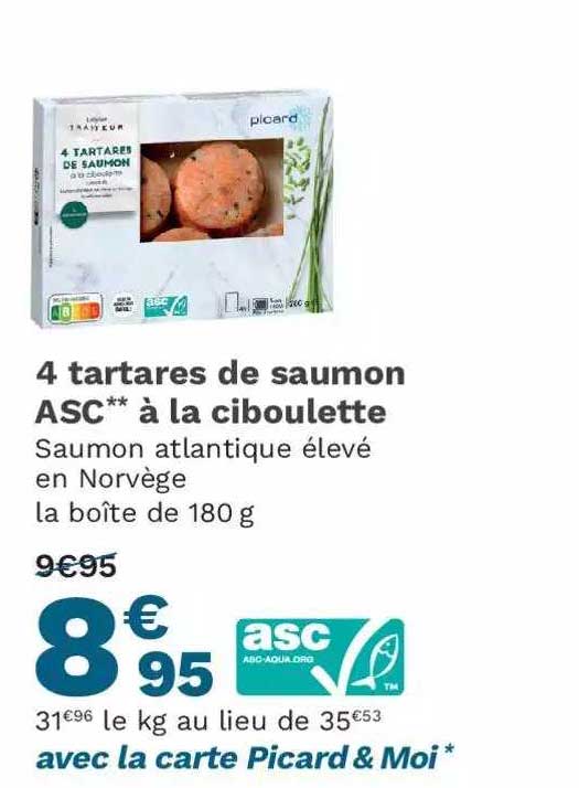 4 tartares de saumon asc à la ciboulette