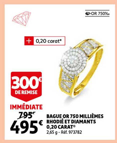 bague or 750 millièmes rhodié et diamants 0,20 carat