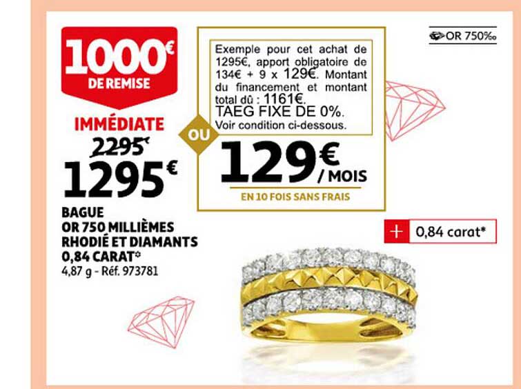 Bague Or 750 Millièmes Rhodié Et Diamants 0,84 Carat