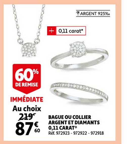 bague ou collier argent et diamants 0,11 carat