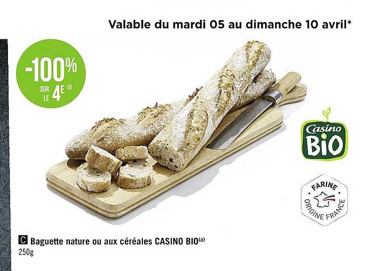 Baguette Nature Ou Aux Céréales Casino Bio