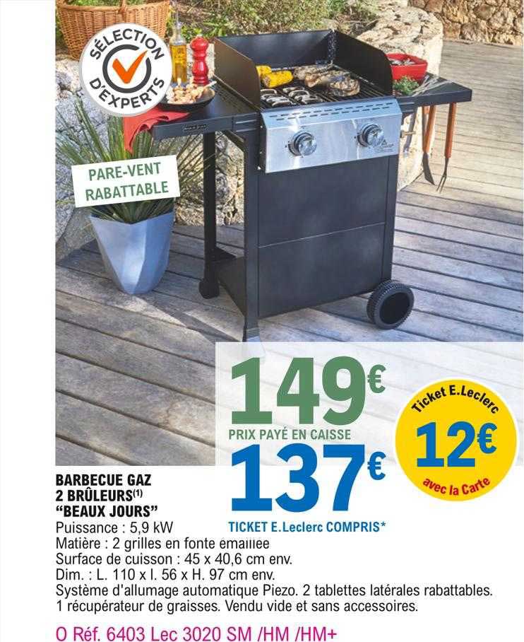 barbecue gaz 2 brûleurs "beaux jours"