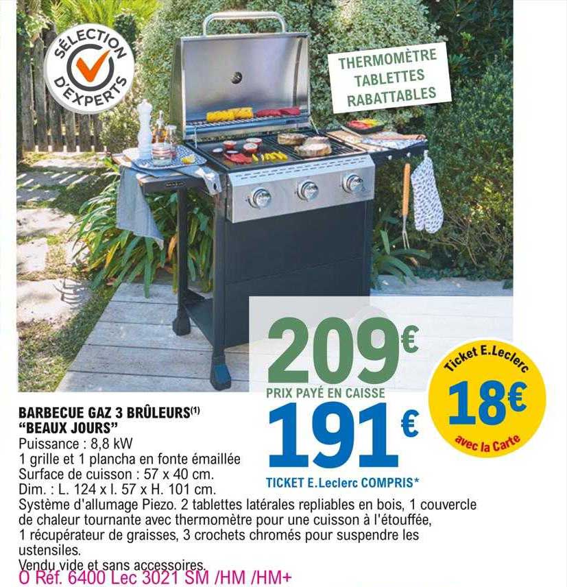 barbecue gaz 3 brûleurs "beaux jours"