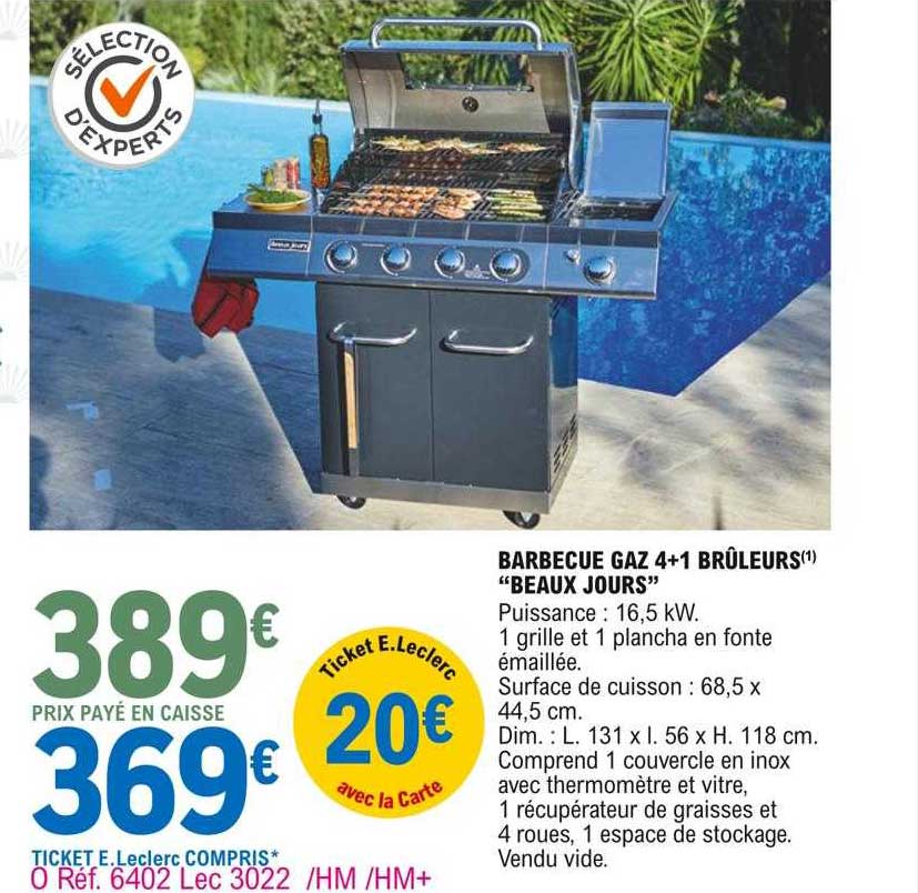 barbecue gaz 4+1 brûleurs "beaux jours"