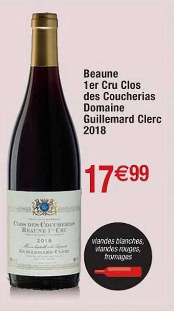 beaune 1er cru clos des coucherias domaine guillemard clerc 2018