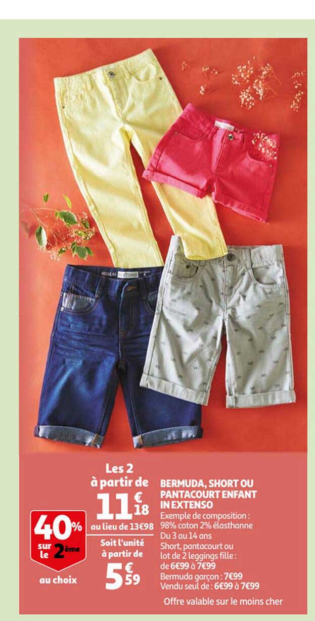 bermuda, short ou pantacourt enfant in extenso