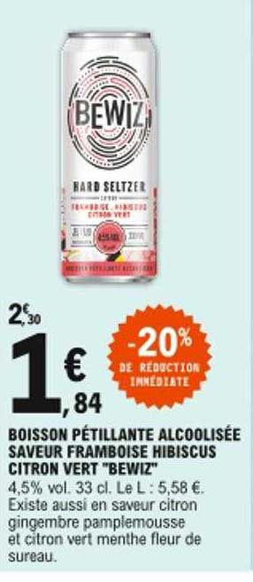 boisson pétillante alcoolisée saveur framboise hibiscus citron vert "bewiz"