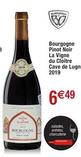 bourgogne pinot noir la vigne du cloître cave de lugny 2019