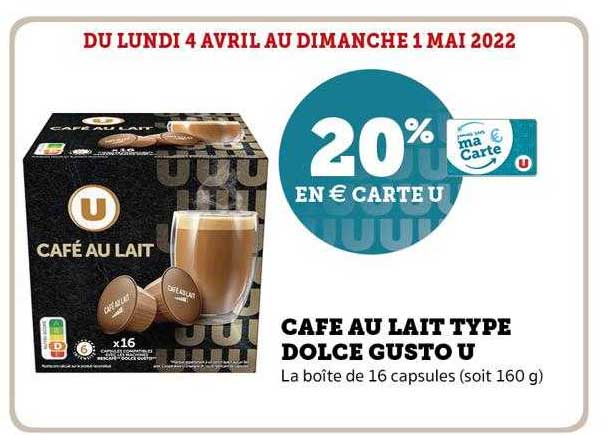 café eu lait type dolce gusto u