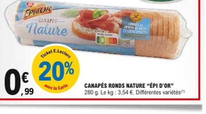 canapés ronds nature "épi d'or"