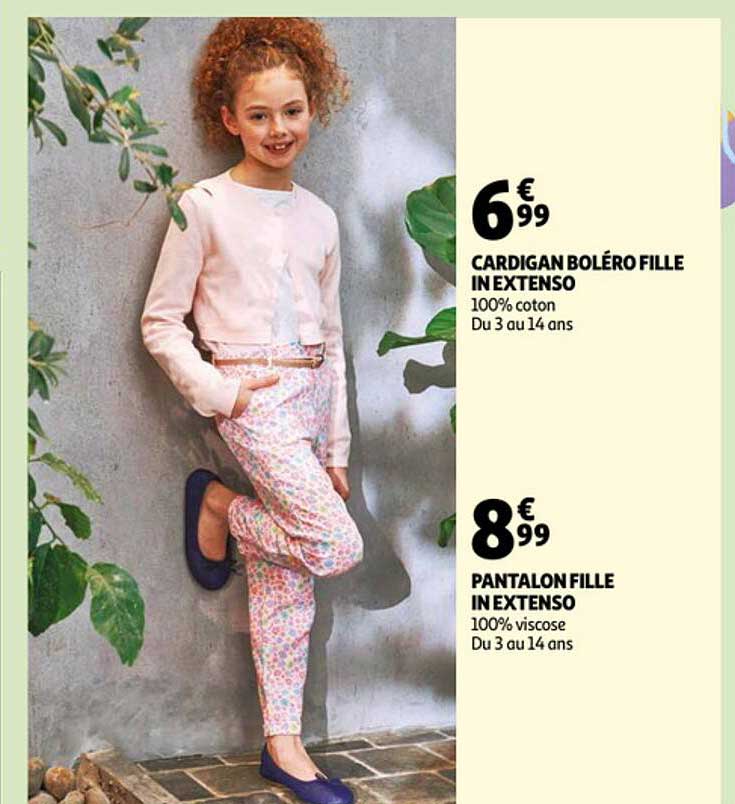 cardigan boléro fille in extenso, pantalon fille in extenso