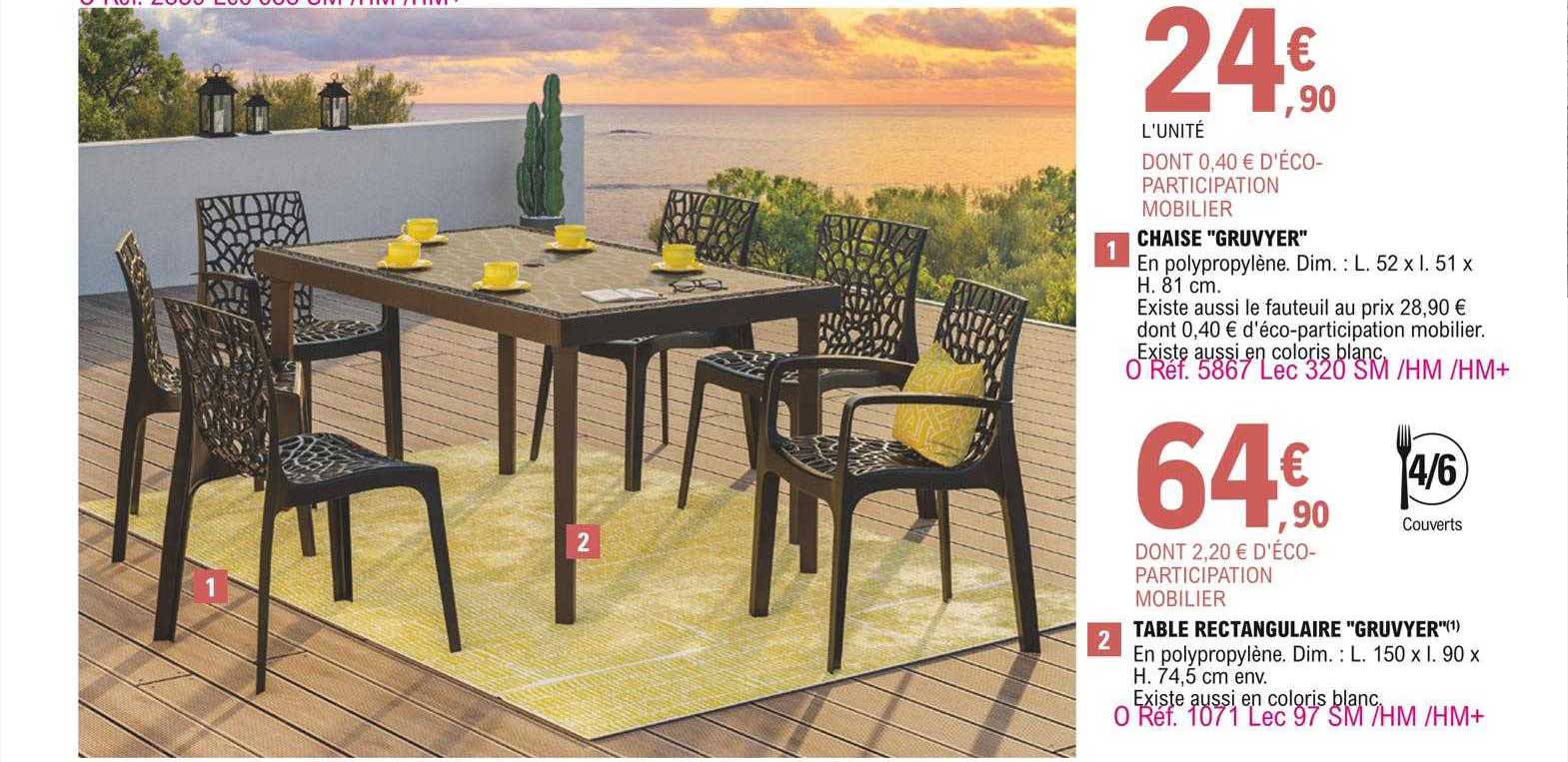 chaise "gruvyer", table rectangulaire "gruvyer"