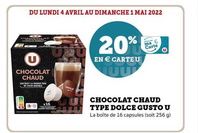 chocolat chaud type dolce gusto u