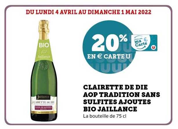 clairette de die aop tradition sans sulfites ajoutés bio jaillance