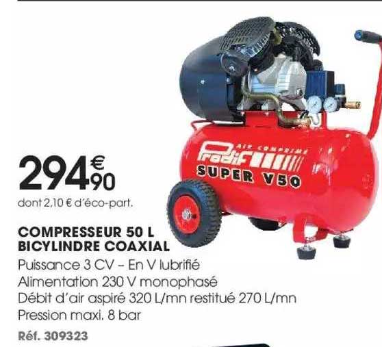 compresseur 50 l bicylindre coaxial