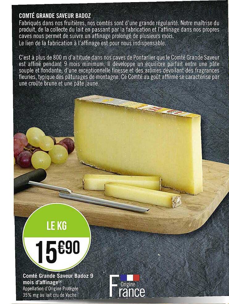 Comté Grande Saveur Badoz 9 Mois D'affinage