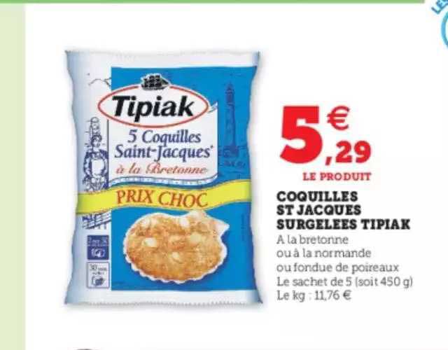 coquilles st jacques surgelées tipiak