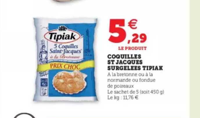 coquilles st jacques surgelées tipiak
