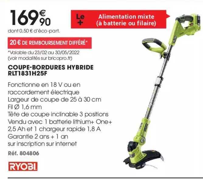 coupe-bordures hybride rlt1831h25f ryobi