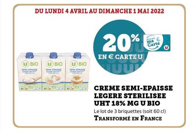 crème semi-épaisse légère stérilisée uht 18% mg u bio