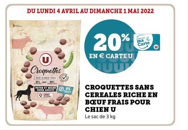 croquettes sans céréales riche en bœuf frais pour chien u