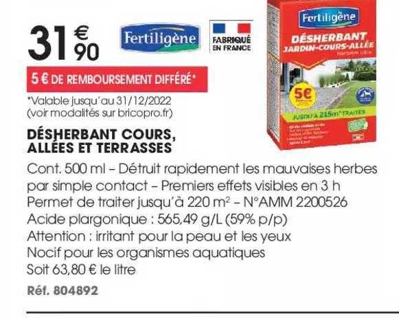 désherbant cours, allées et terrasses fertiligène