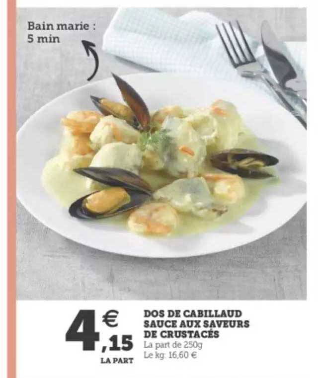 dos de cabillaud sauce aux saveurs de crustacés