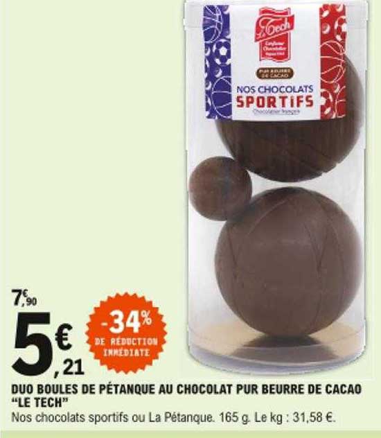 duo boules de pétanque au chocolat pur beurre de cacao "le tech"