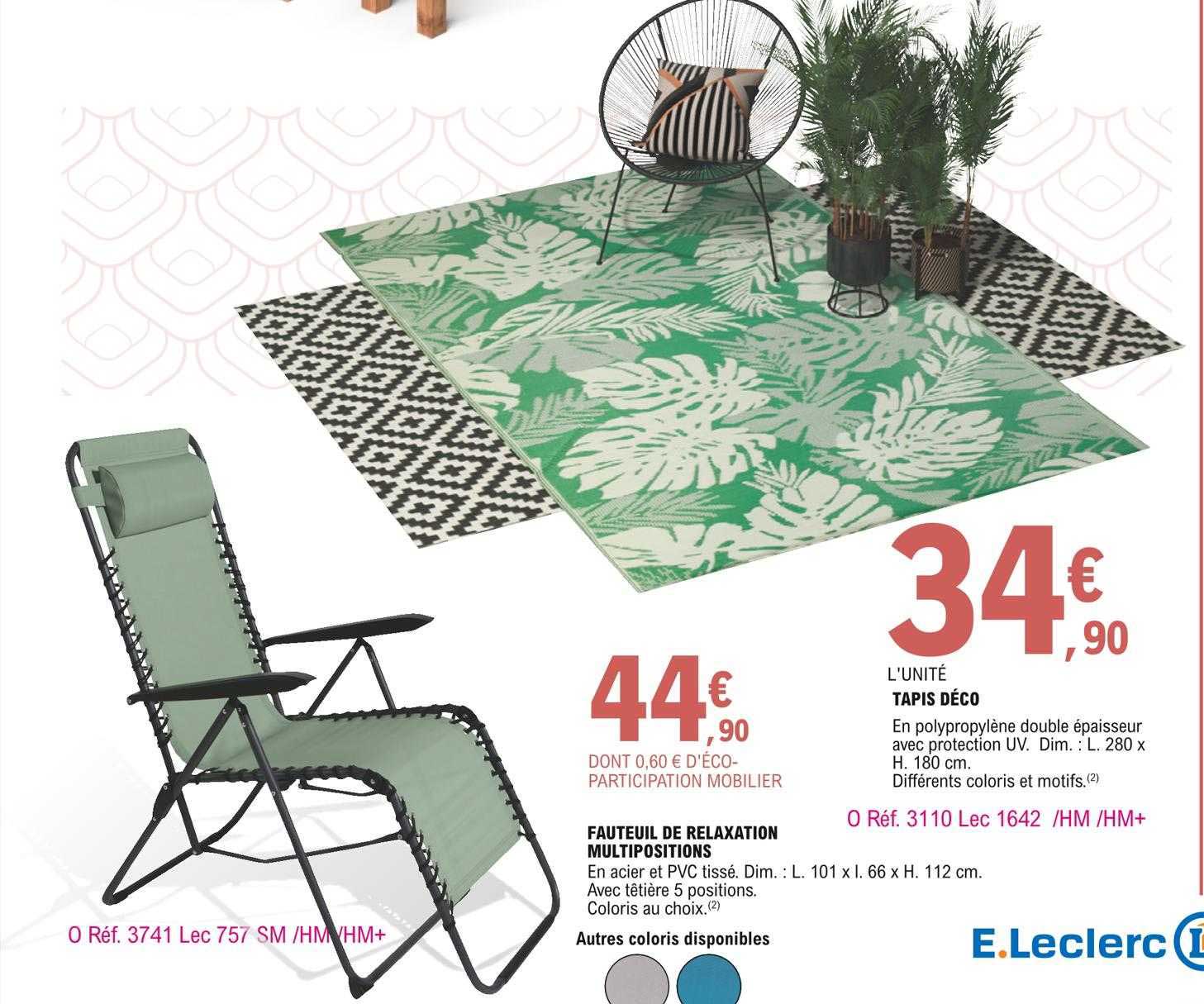 fauteuil de relaxation multipositions, tapis déco