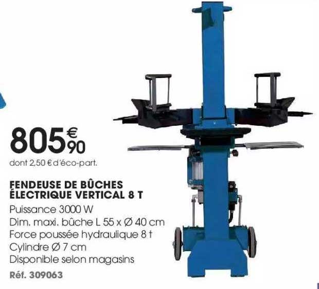 fendeuse de bûches électrique vertical 8 t