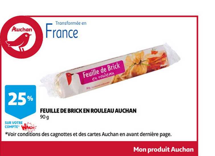 feuille de brick en rouleau auchan