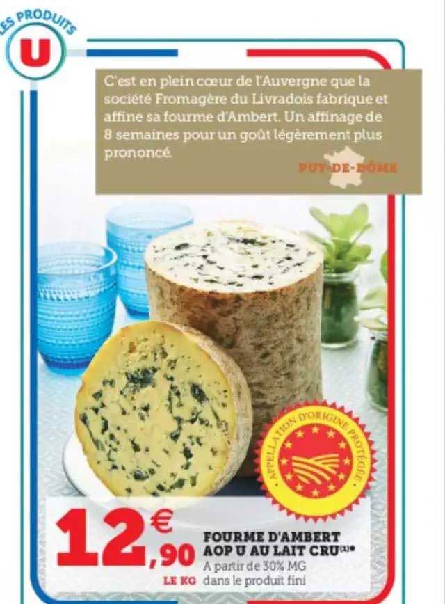 fourme d'ambert aop u au lait cru