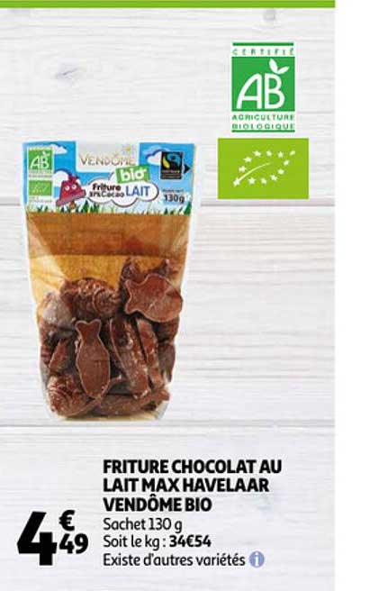 friture chocolat au lait max havelaar vendôme bio